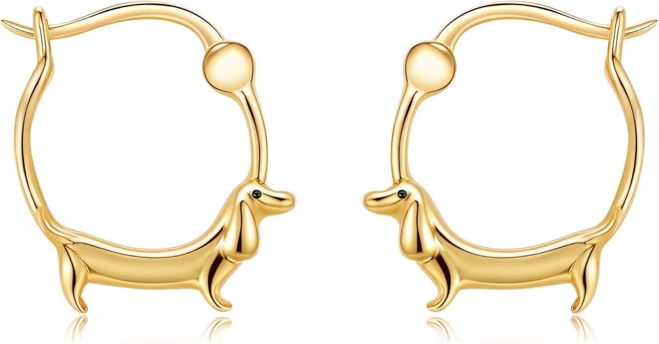 Gold Dachshund Hoop Earrings Elfront