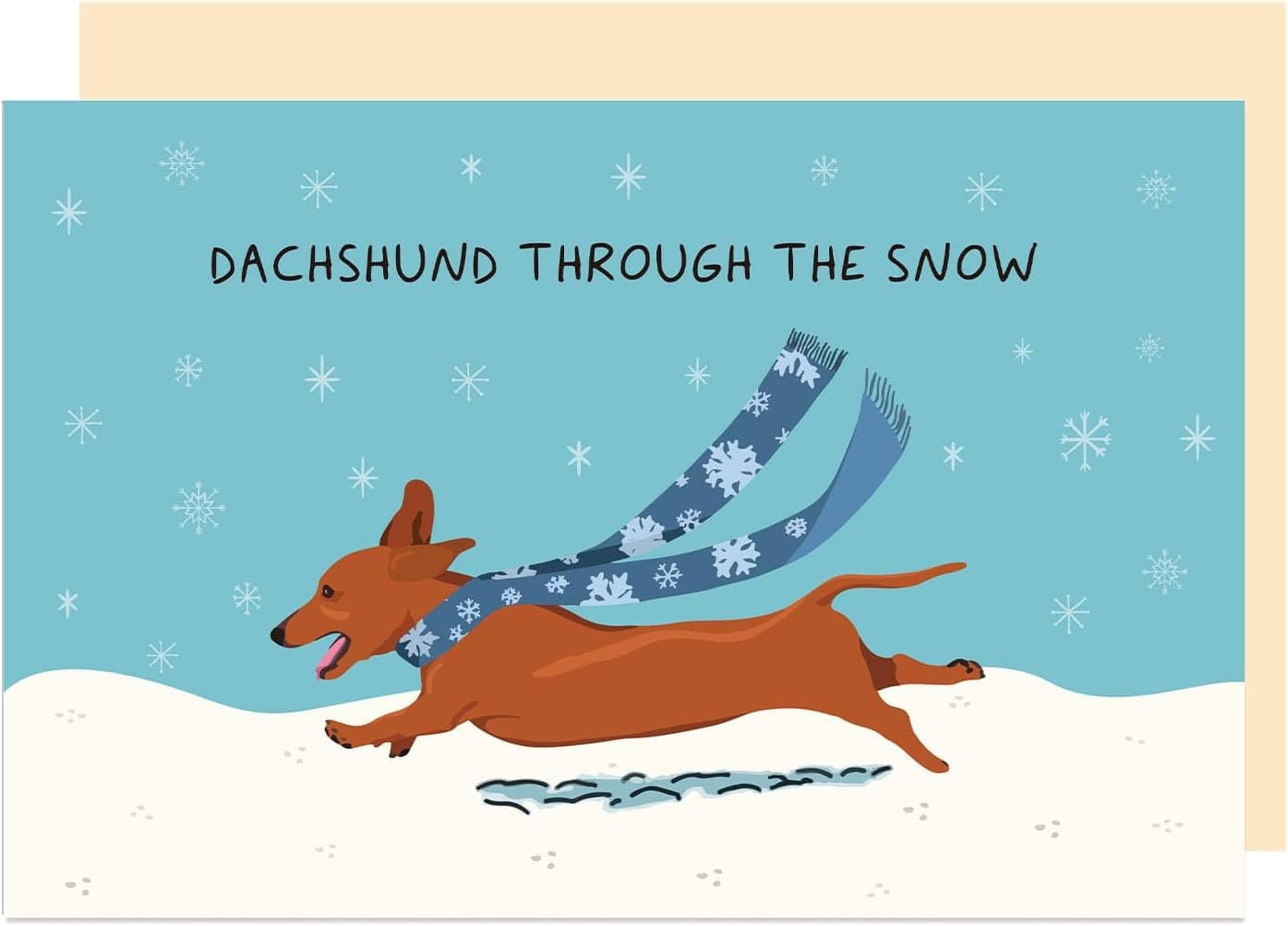 Dachshund Through The Snow Christmas Card Uretenk